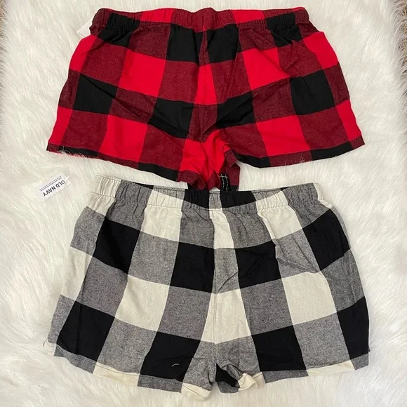 *BUNDLE* NWT Old Navy Flannel Pajama Short Black & Red Buffalo Plaid Women SZ L - Picture 2 of 7